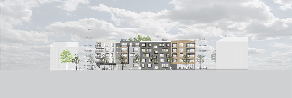 Entwurf von dem Düsseldorfer Architekturbüro greeen! architects für eine Quartiersentwicklung in Mannheim