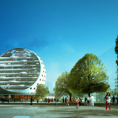 Entwurf von greeen! architects für die Bibliothek der Universität Duisburg-Essen